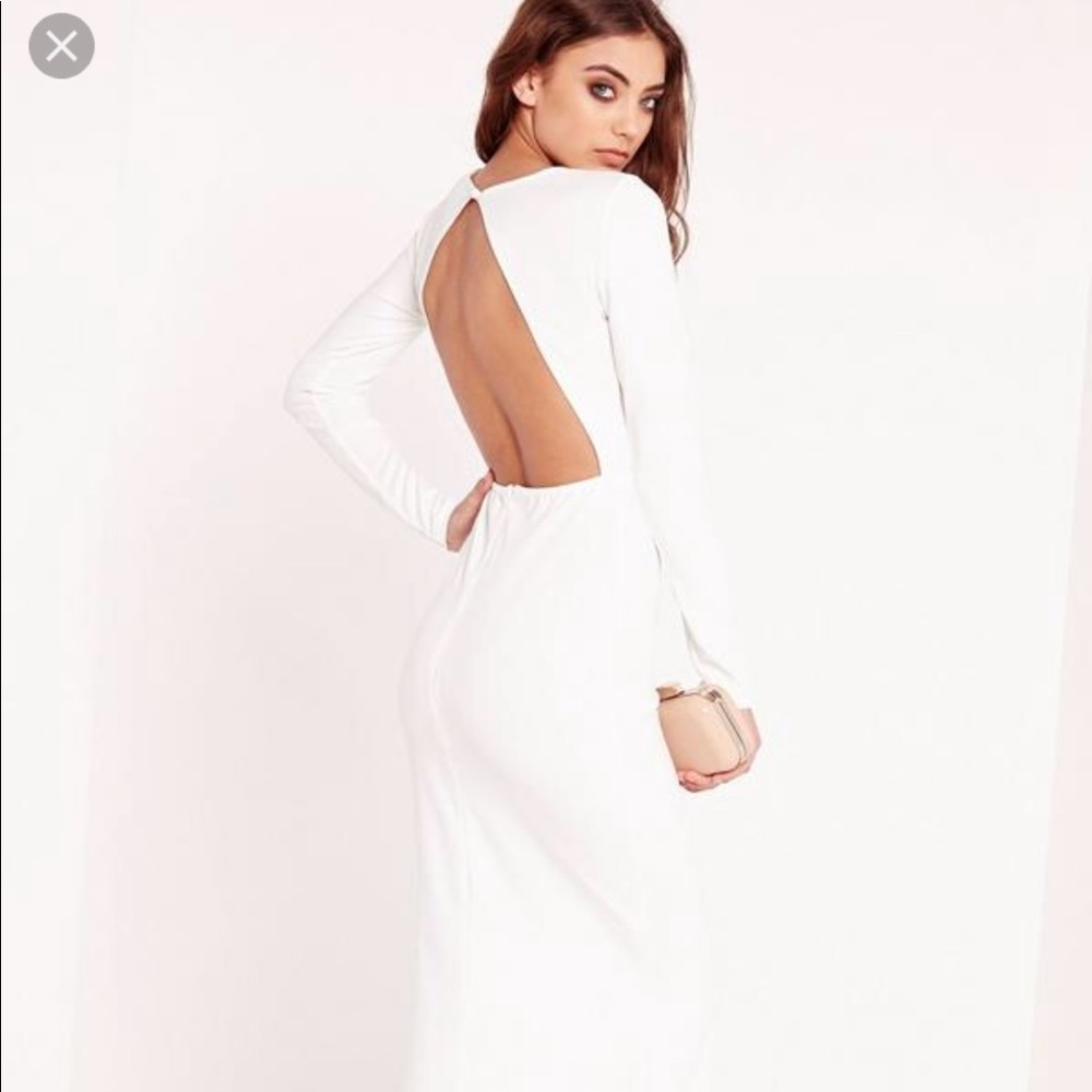 White maxi dress, open back,formal misguided dress